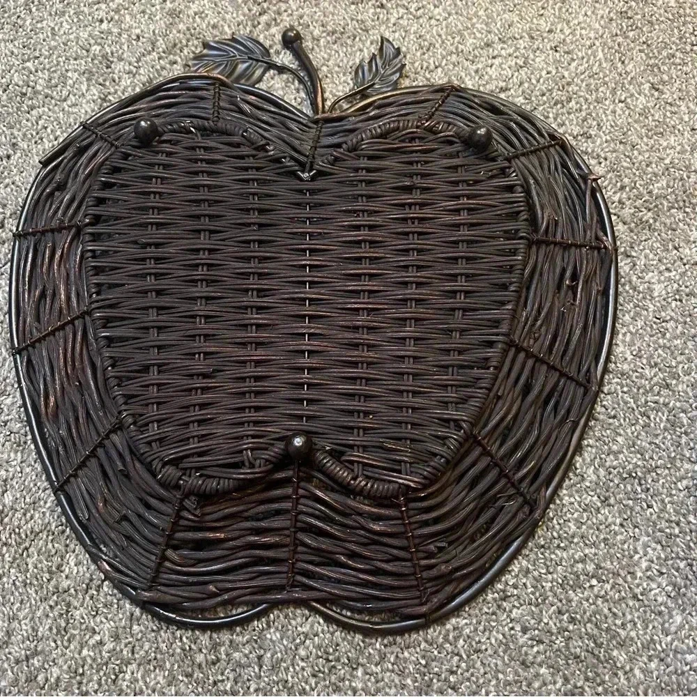 Vintage Metal And Wicker Apple Shaped Basket - Picture 2 of 3
